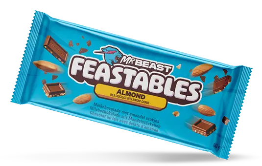 MrBeast Feastables® Schokoriegel mit knackige Mandeln und süßer Schokolade by C.M.C. The Food Company GmbH MrBeast Feastables® Schokoriegel mit knackige Mandeln und süßer Schokolade by C.M.C. The Food Company GmbH