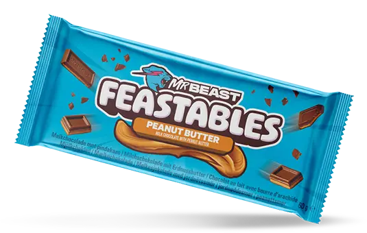 MrBeast Feastables® Peanut Butter mit einer cremigen Erdnussbutterfüllung by C.M.C. The Food Company GmbH MrBeast Feastables® Peanut Butter mit einer cremigen Erdnussbutterfüllung by C.M.C. The Food Company GmbH