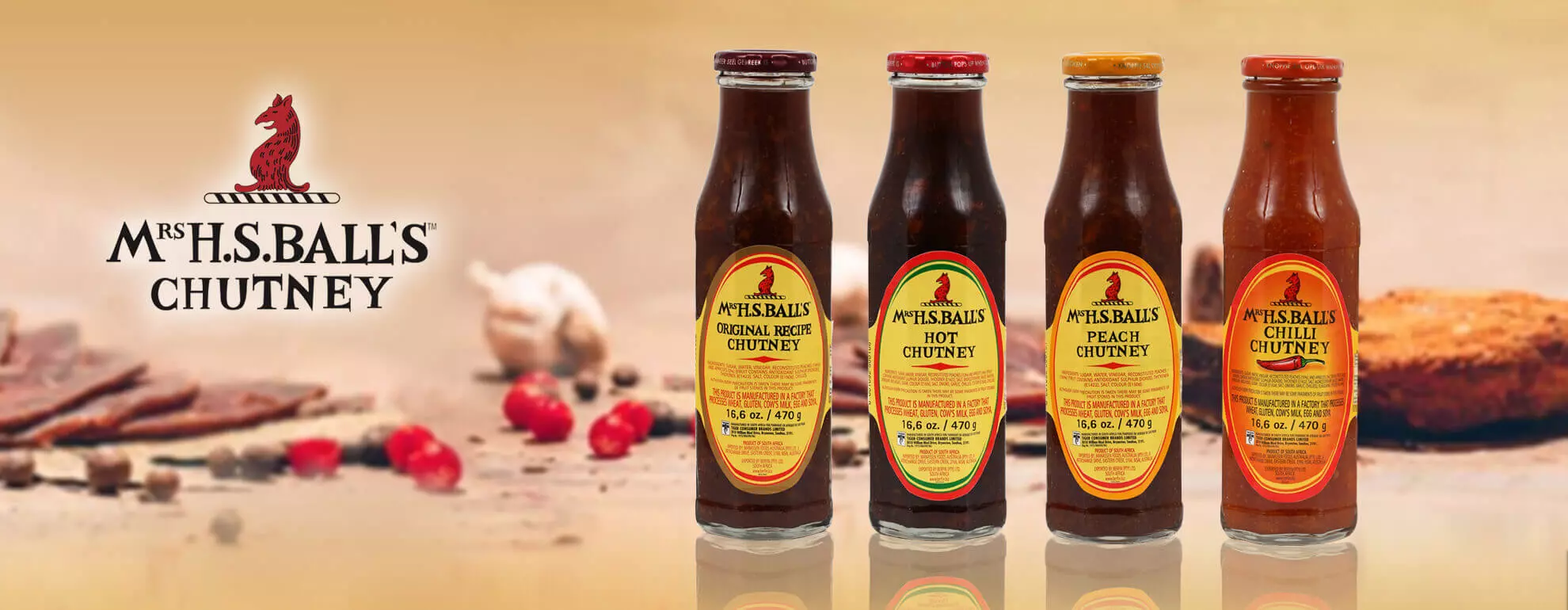 Mrs H.S. Ball´s<sup>®</sup> südafrikanische scharfe Sauce - C.M.C. The Food Company GmbH Mrs H.S. Ball´s<sup>®</sup> südafrikanische scharfe Sauce - C.M.C. The Food Company GmbH