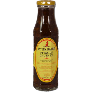 Mrs H.S. Ball´s<sup>®</sup> Peach Chutney - C.M.C. The Food Company GmbH - Sonnig süßer Geschmack Mrs H.S. Ball´s<sup>®</sup> Peach Chutney - C.M.C. The Food Company GmbH - Sonnig süßer Geschmack